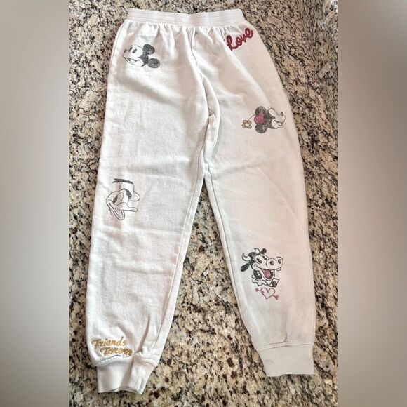 Disney Cream Jogger Sweat Pants with Mickey Mouse and friends Design kids 11/12 - Picture 1 of 15